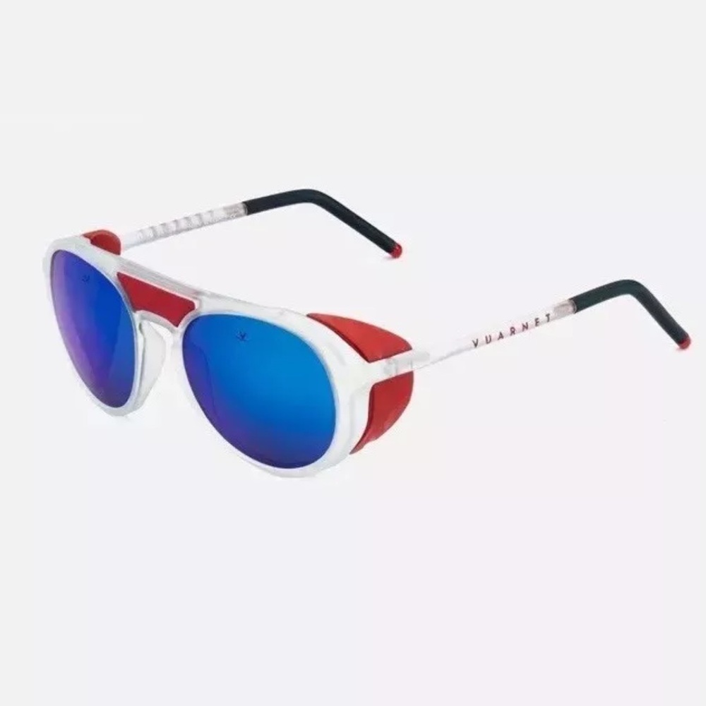 Vuarnet Sunglasses ICE Round VL1709 Cristal Clear Blue Polar Mirror Mineral PLZD